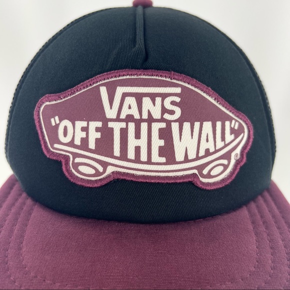 Vans Black & Maroon Flat Bill Trucker Hat - Picture 7 of 8